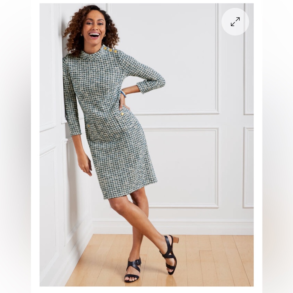 Talbots Button detail Tweed Shift Dress. NWT. Retail 169
